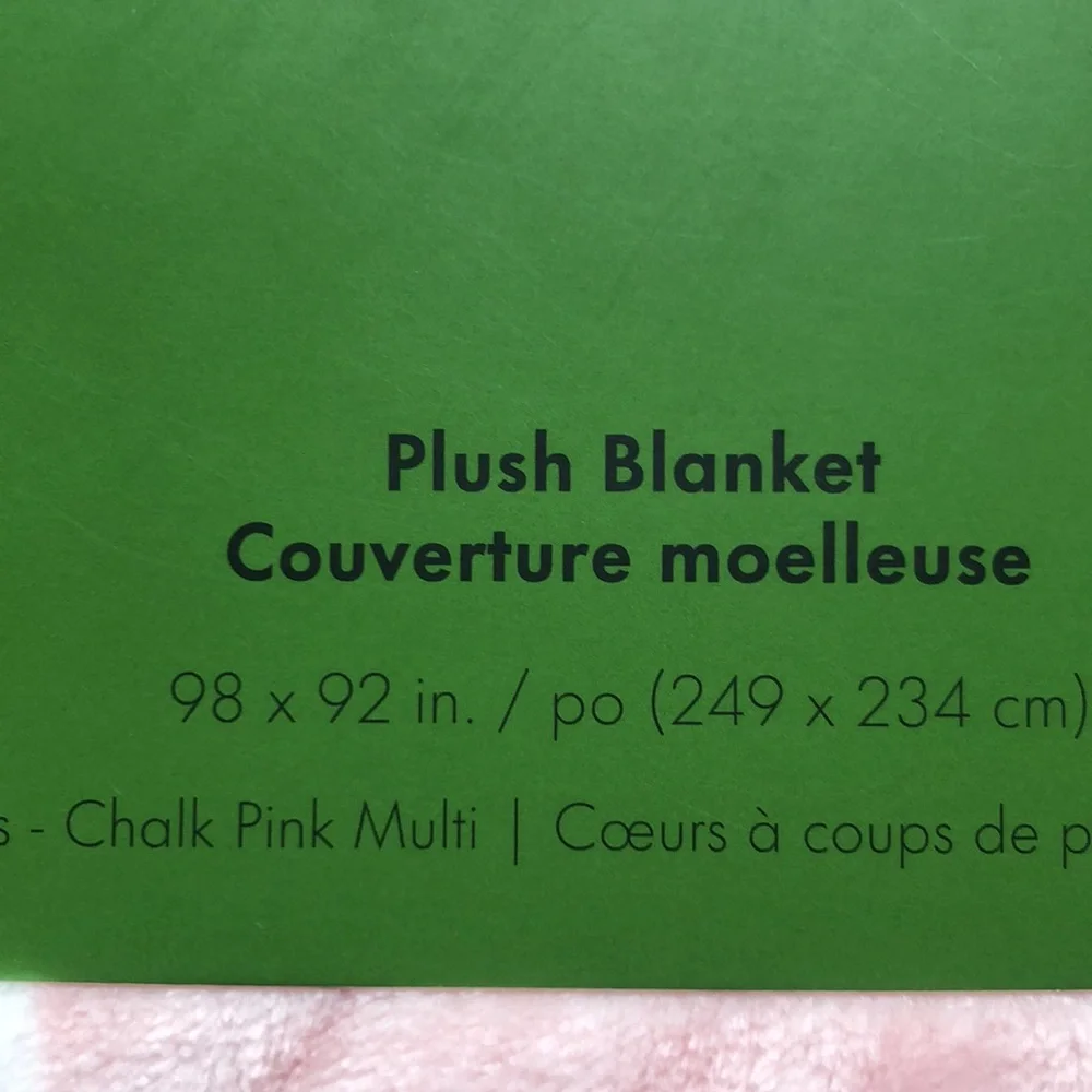 Kate Spade Brushstroke Hearts QUEEN Plush Blanket